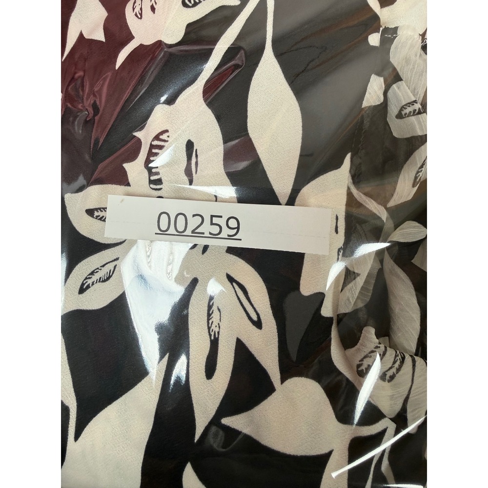 Chenault Womens 3X Black White Floral Surplice Wrap Blouse Sheer Long Sleeve Top - Picture 4 of 4